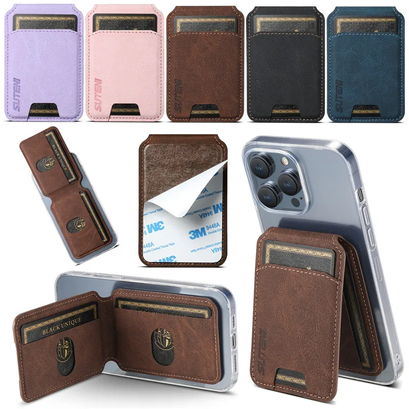 EUCAGR Luxury Top Quality Wallet Phone Case For iPhone 15 14 13 12 11 Pro Max Plus XS XR 7 8 SE 6S Stick Magnetic Pocket Cover