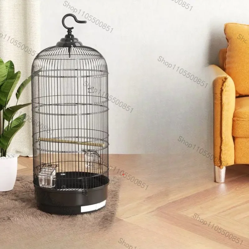 Round Large Metal Bird Cage Parrot Bird Cage Tiger Skin Xuanfeng Peony Zebra Finch Luxury Villa