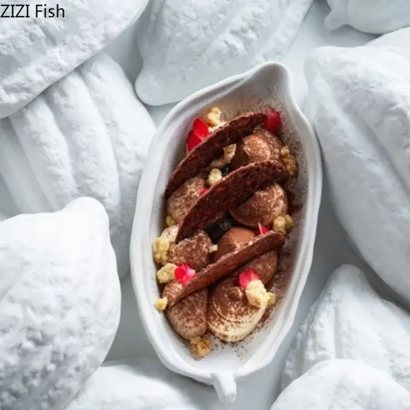 Plate Modern Steak Home Kitchen Creative Tableware Cocoa Shape Ceramic Plate Dessert Western Restaurant Decoration Food