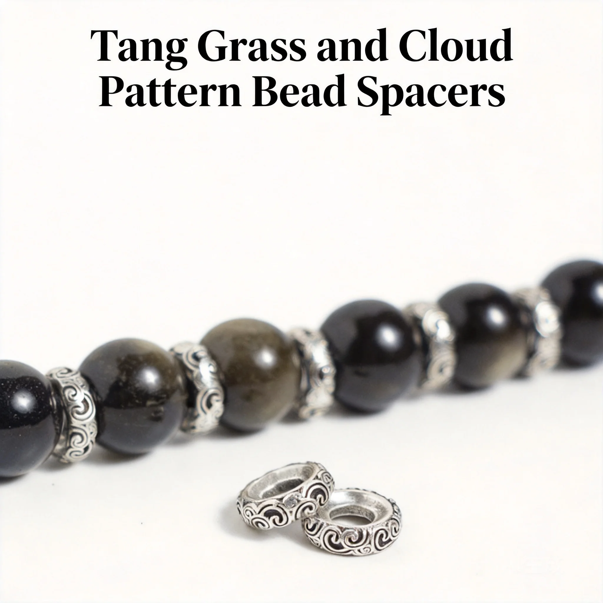 Chinese Style Lucky Auspicious Cloud Tang Grass Pattern Spacer Rings 24k Gold Color Antique Silver Diy Bracelet Boddhi Seed Wenw