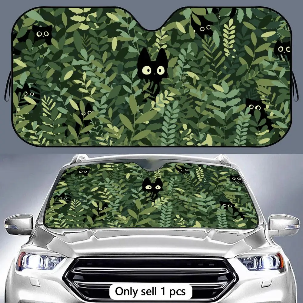 

Cute anime cats Sun Visor Aluminum Foil Windshield Sunshade with Reflective UV Block Heat Insulation Foldable Universal Fit