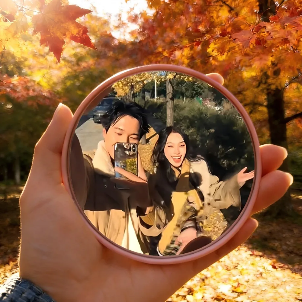 

Портативное круглое выпуклое зеркало для селфи 7,5/9,5 см, розовое, для фотосъемки, видеоблогинга и путешествий