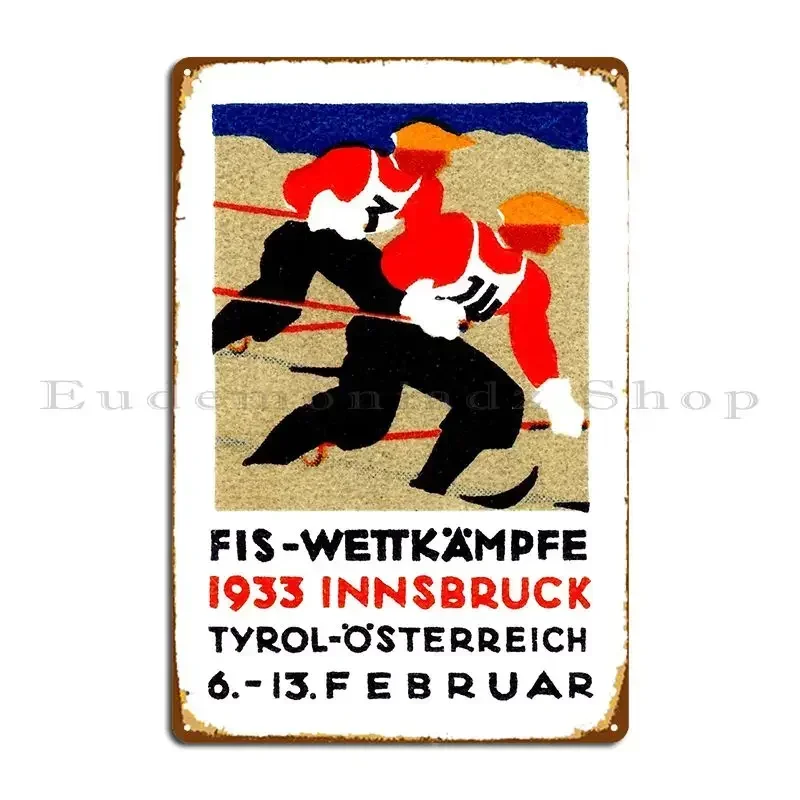 1933 Alpine Ski Championship Metal Plaque Poster Club Printing Design Designing Cinema Tin Sign Poster