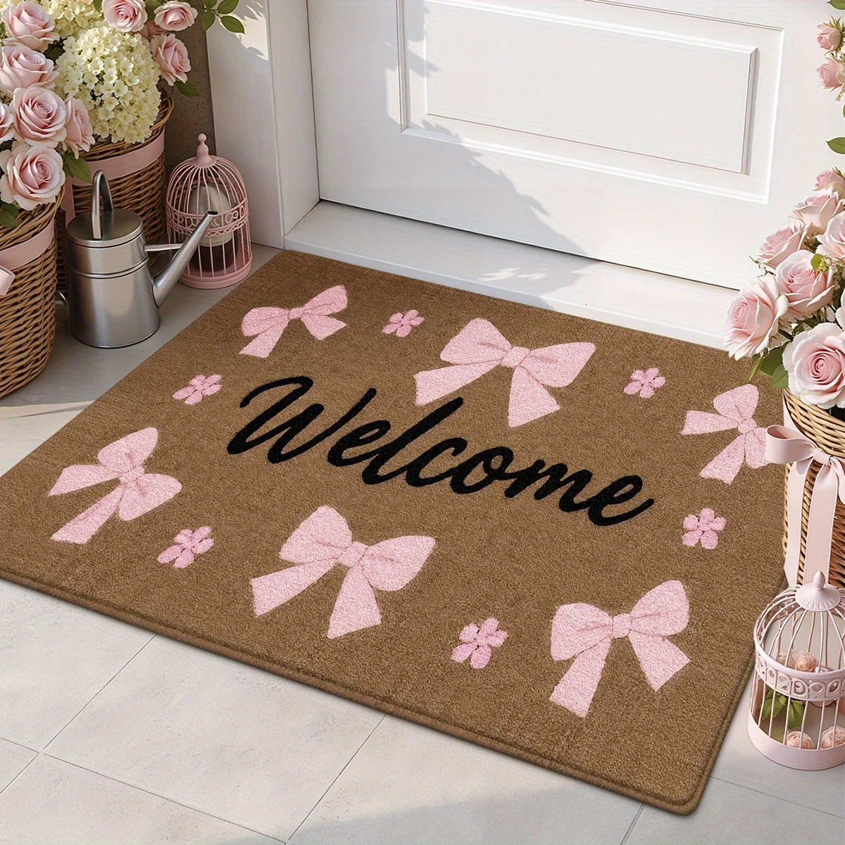 Printed Butterfly Pattern Flannel Rug, Fun Machine Washable Carpet, Suitable for Indoor And Outdoor Use, Holiday Gift, Multi-Size, Perfect for Bathroom, Kitchen, Living Room, And Indoor/Outdoor Entryway Mats