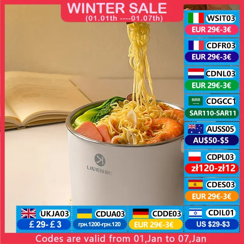 1.8L Electric Cooker With Steamer Mini Hot Pot Multifunction Stainless Steel Noodles Rice Cooking Pot Steamed Eggs Pan Soup 220V