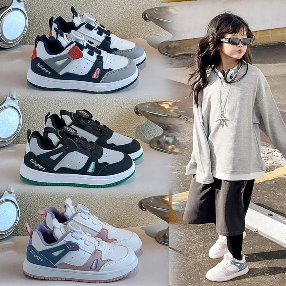 

Children Waterproof Boy Girl Running Teenager Shoes Trend Fashion Outdoor Kid's Sneakers PU Leather Autumn Sport Shoes Fashion