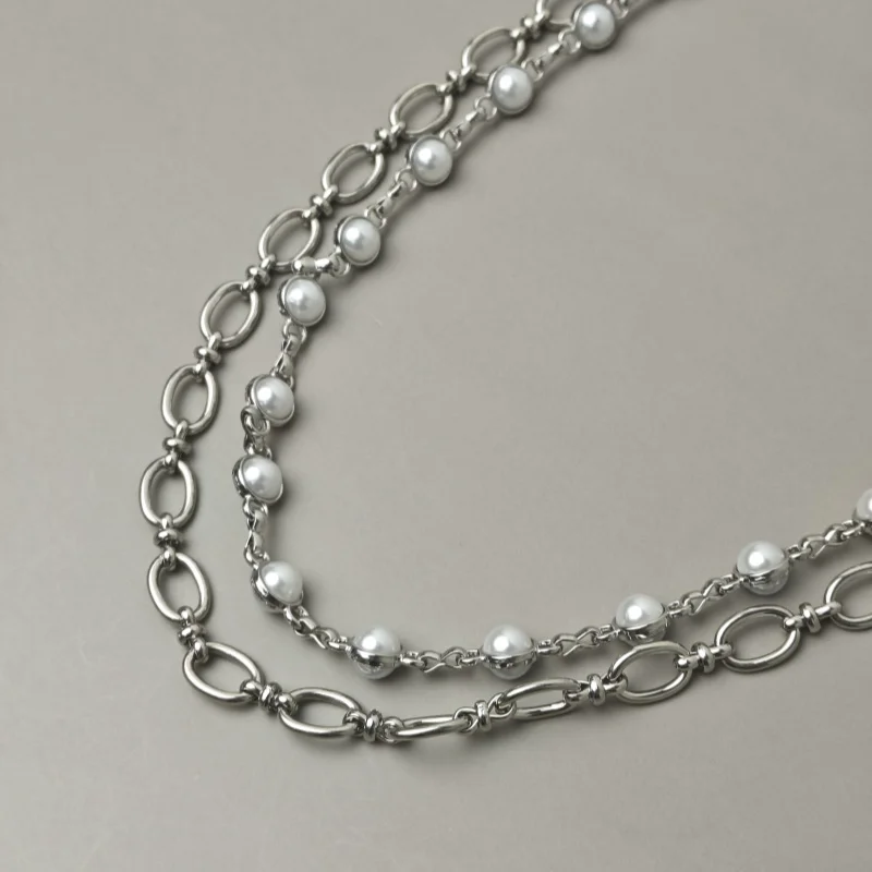 Carving Flowers Tang Grass Buckle Guitar Pick Metal Pearl Double-deck Pants Chain Concise luxurious Accessories And Ornaments