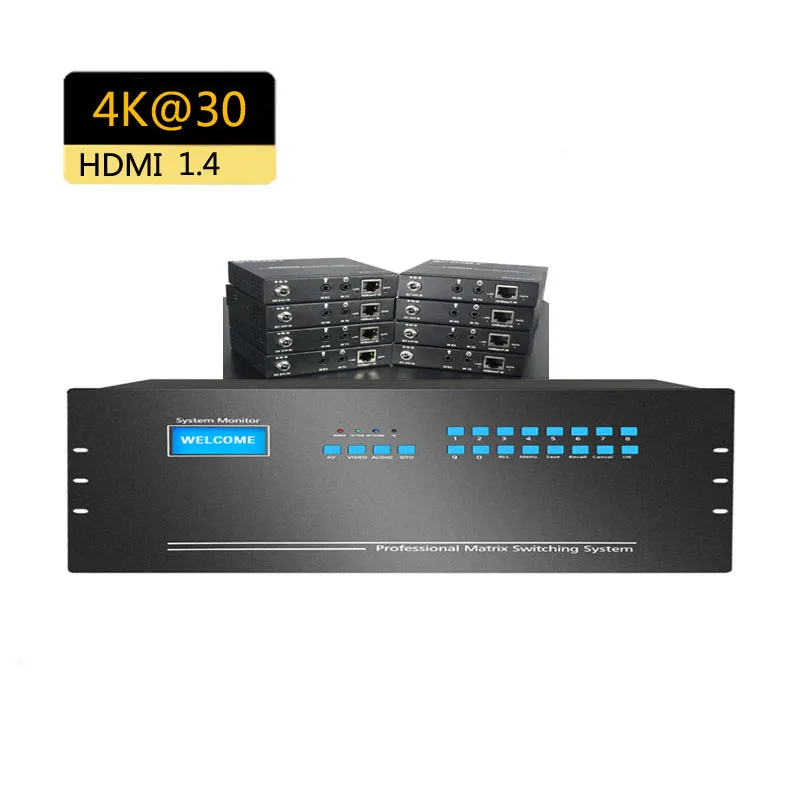 HDbaset 8X16 Matrix Switch 4K@30 HDCP1.4 2 Hdbaset 70m 8x16 Video Matrix Switcher مع وحدة تحكم IP