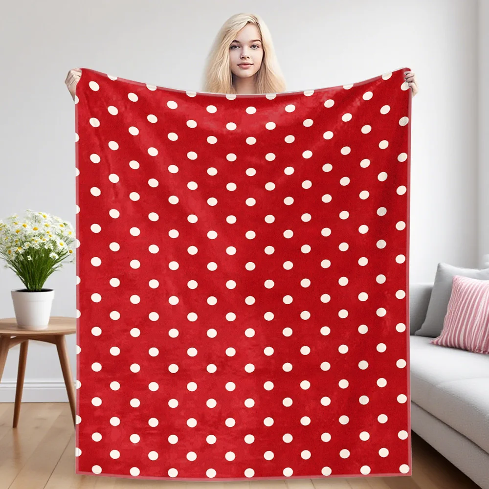 Red Polka Dots Winter And Summer French Plush Blanket Soft And Fluffy Comfortable Wool Blanket Sofa Ideal Gift