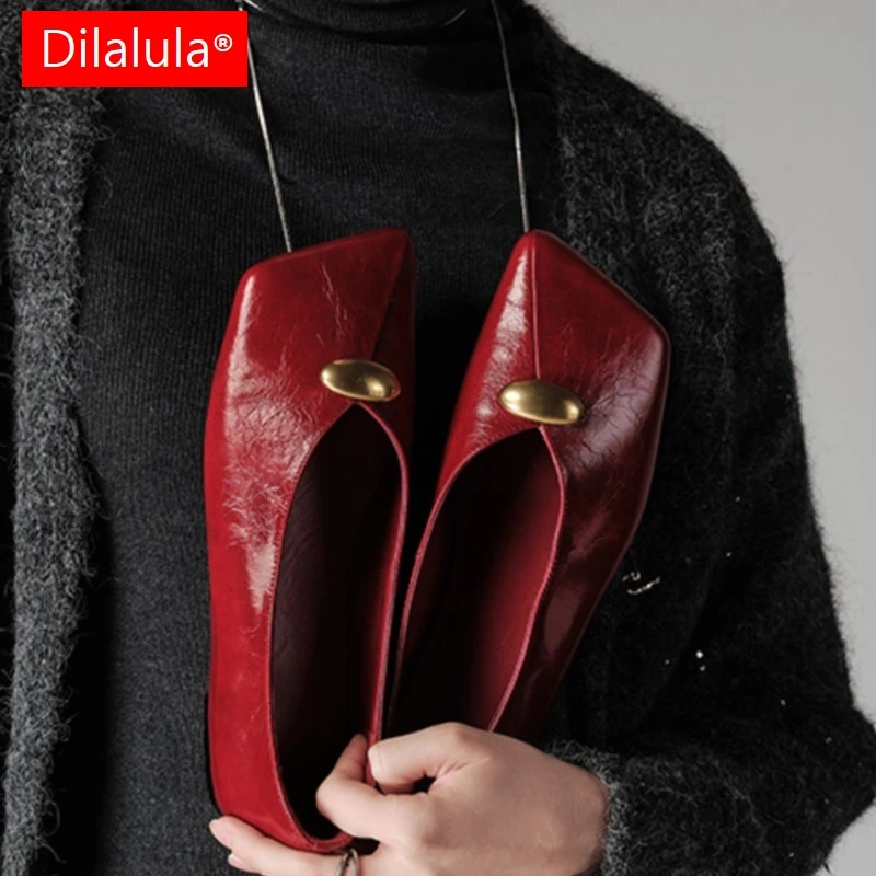 

Dilalula 2026 News Spring Genuine Cow Leather women's Red Pumps Comfort Natural Leather Flats For Lady Flat Heel Walk Shoes