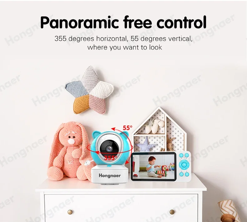 Hongnaer Smartlife Baby Sleep 1080P 5 Inch LCD Screen PTZ Camera Tuya 2.4G WiFi Wireless Audio Video Smart Baby
