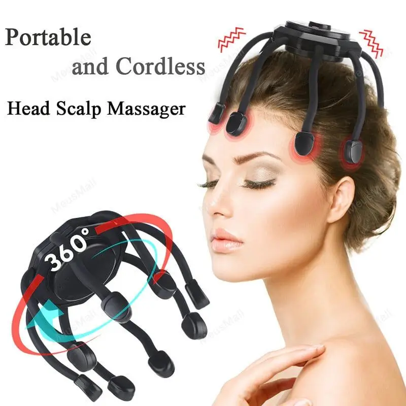 Electric Head Massager Scalp Massage Claw Physiotherapy Decompression Head Scratcher Stress Relief Improve Sleep