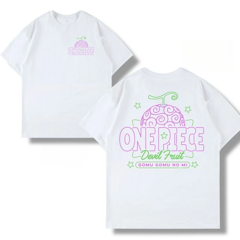 

ONE PIECE Devil Fruit Short Sleeve T-Shirt Japanese Animation Trend Brand Loose Oversize Cotton Crew Neck Half Sleeve Shirt