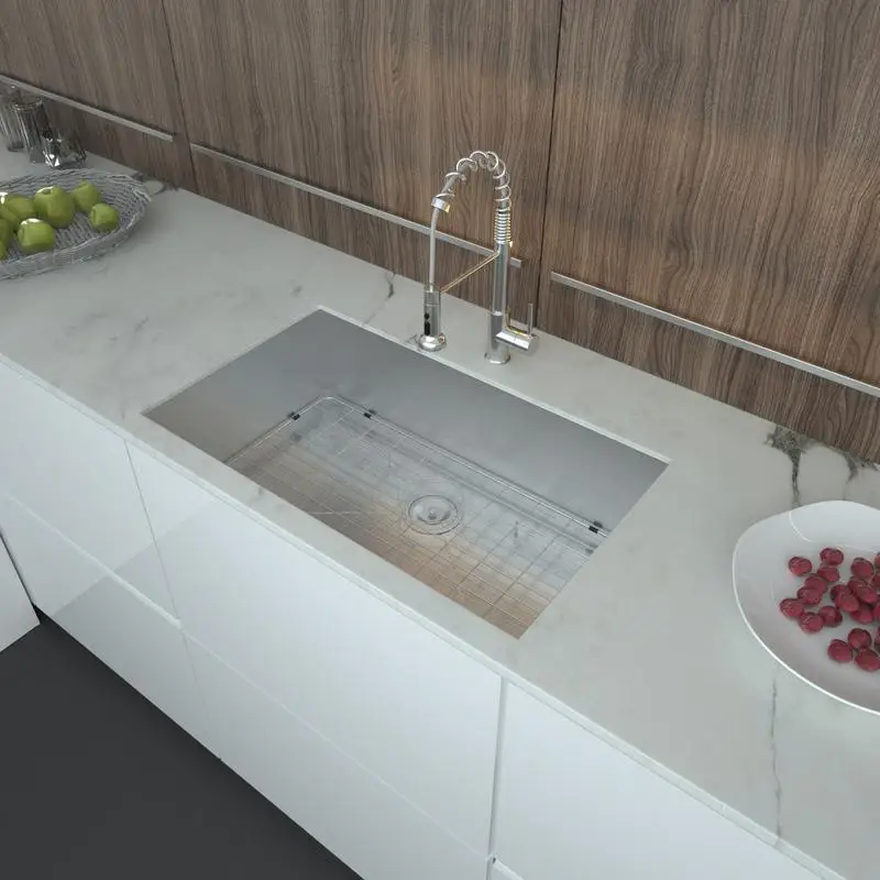 حوض مطبخ من الفولاذ المقاوم للصدأ مقاس 32 بوصة، مقاس 16، حوض وعاء فردي بعمق 9 بوصة، 32 بوصة × 19 بوصة × 9