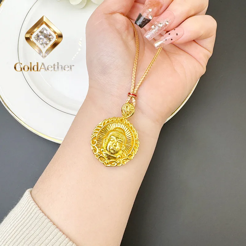 GoldNouveau Unisex Tathagata Buddha Flame Pendant Necklace 24K Gold AU999 - Unisex style, warm 24K luster, AU999 guarantee for s