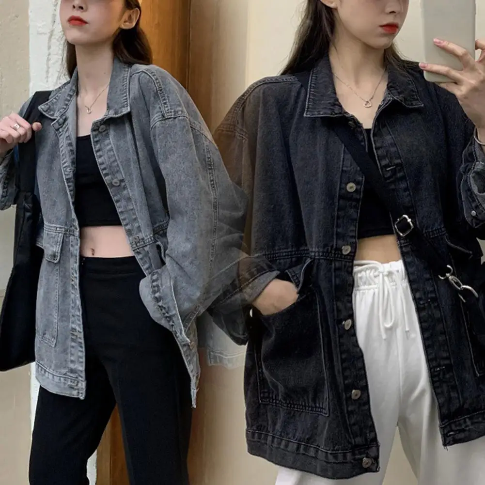 Winter Jacket  Stylish Lapel Pure Color Women Coat  Hip Hop Spring Jacket