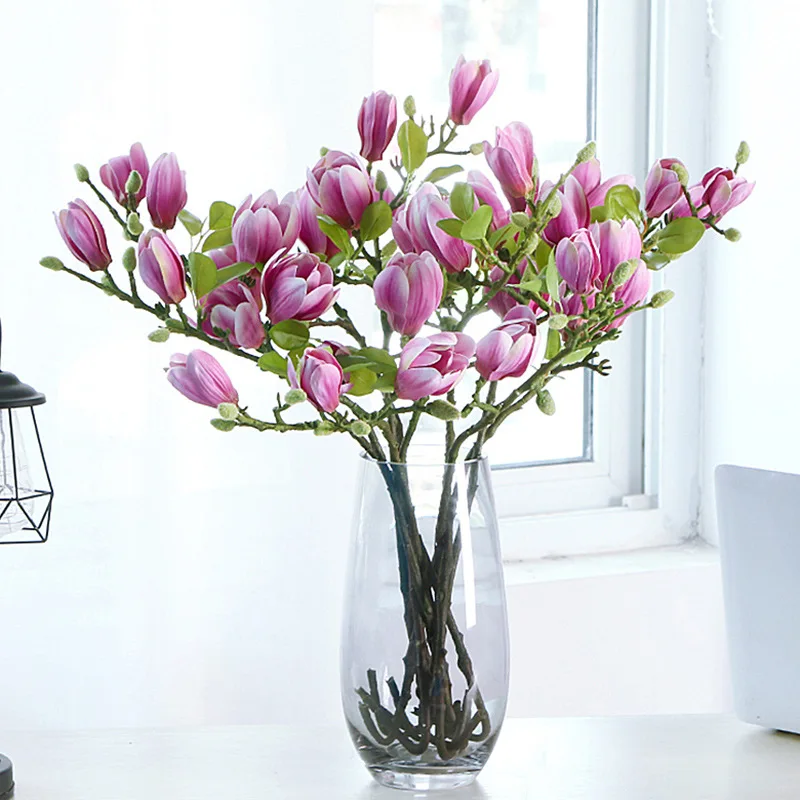 68CM 3D Artificial Magnolia Home Living Room Dining Table Decoration Floral Art Chinese Silk Flower Ornaments