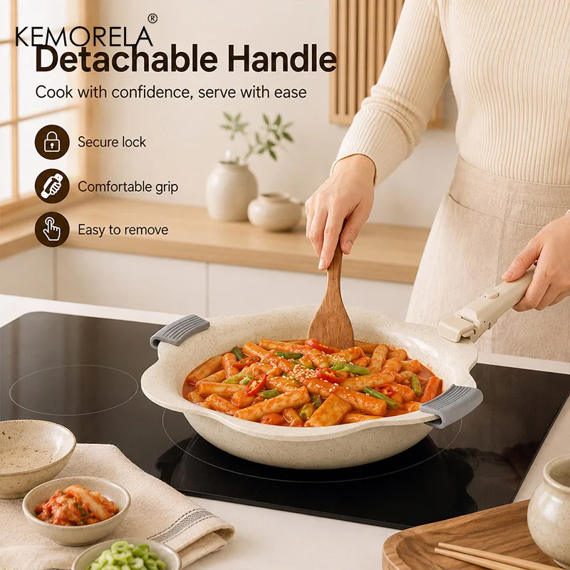 Korean-Style Aluminum Alloy 'Flying Saucer Plate' With Handles Ceramic Coating Suitable for Pan-Frying Chicken Wings and Steaks