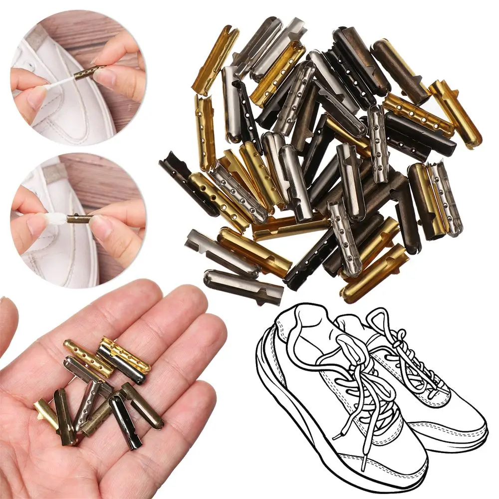 50pcs Shoes Accessories Diy Shoelaces Repair Tips Unsex Women Man Shoe Lace Replacement Head