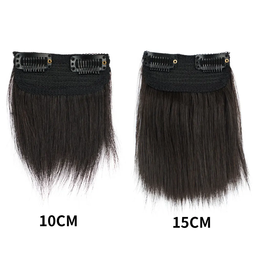 Veravicky Clip-In Haar polster Remy Haar ein Haarteil mit 2 Clips 10cm 15cm natürliche schwarze Farbe unsichtbare Tic Tac einteiligen Clip