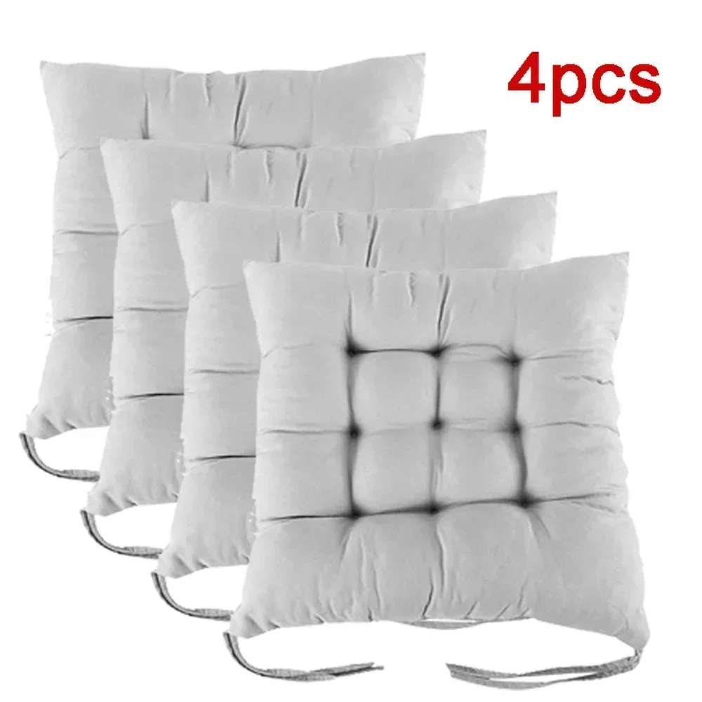 4PCS Square Cushion Comfortable with Ties Thickened Non-slip Dining Chair Cushion for Restaurant Living Room Office Chair