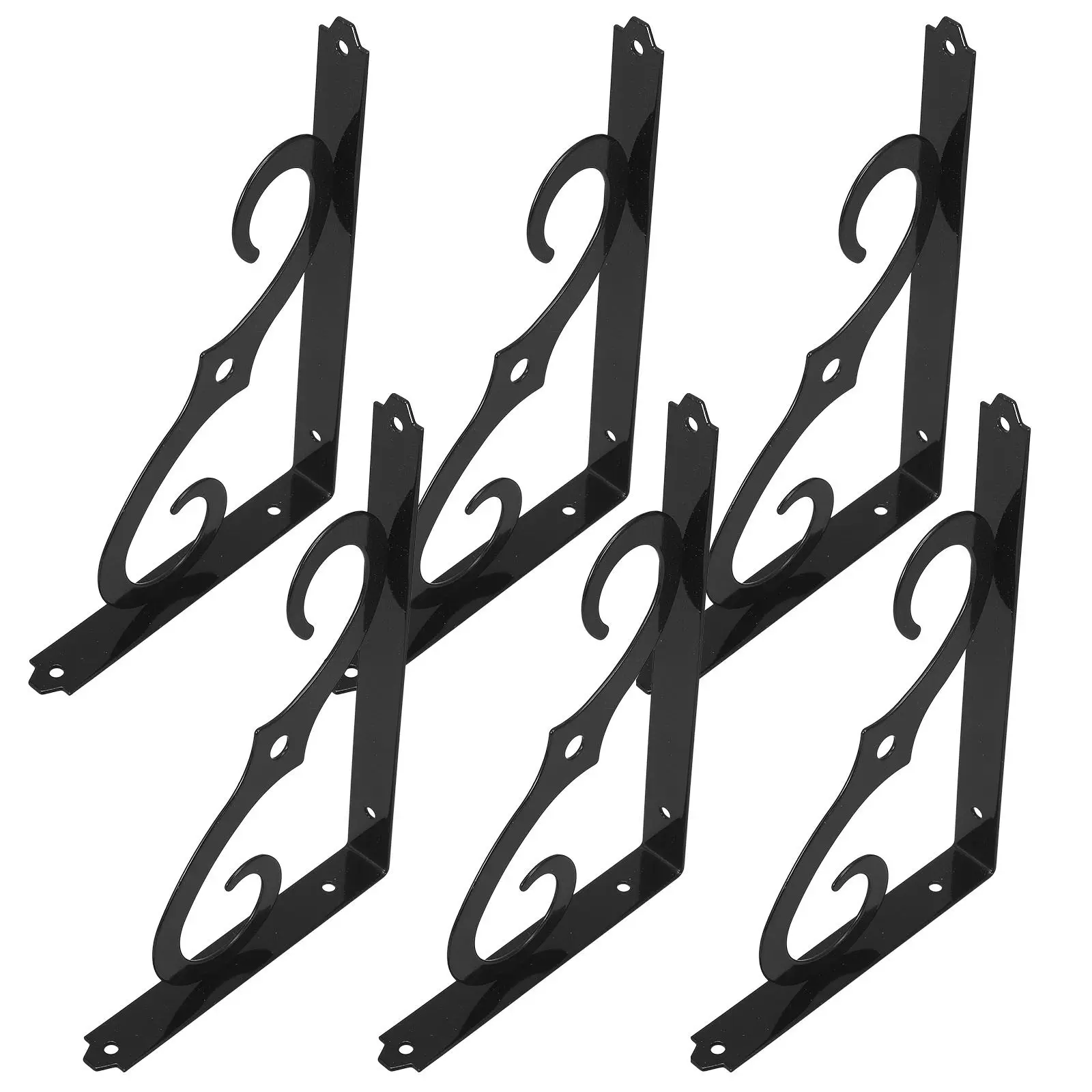6Pcs Wall Shelf Bracket Iron Triangle Shelf Support Black Matte Scratch Resistant Powder Coated Brackets for Wood Shelves