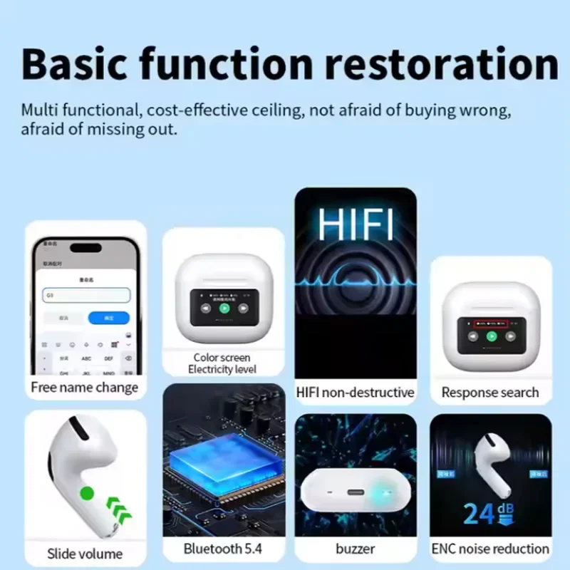 GEFENIS A12PRO Bluetooth Headphones With Built-in Microphone, Featuring Waterproof Function And Equipped With LED Display Screen