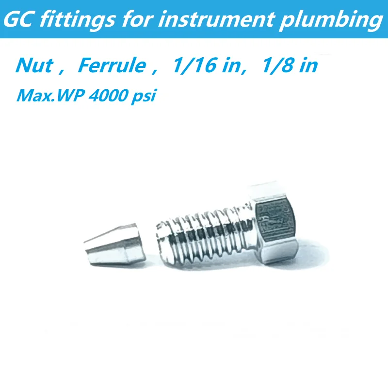 

1/16 inch NUT FERRULE 1/8 inch GC HPLC Fittings for Instrument Plumbing Stainless Steel Connector for Agilent Shimadzu