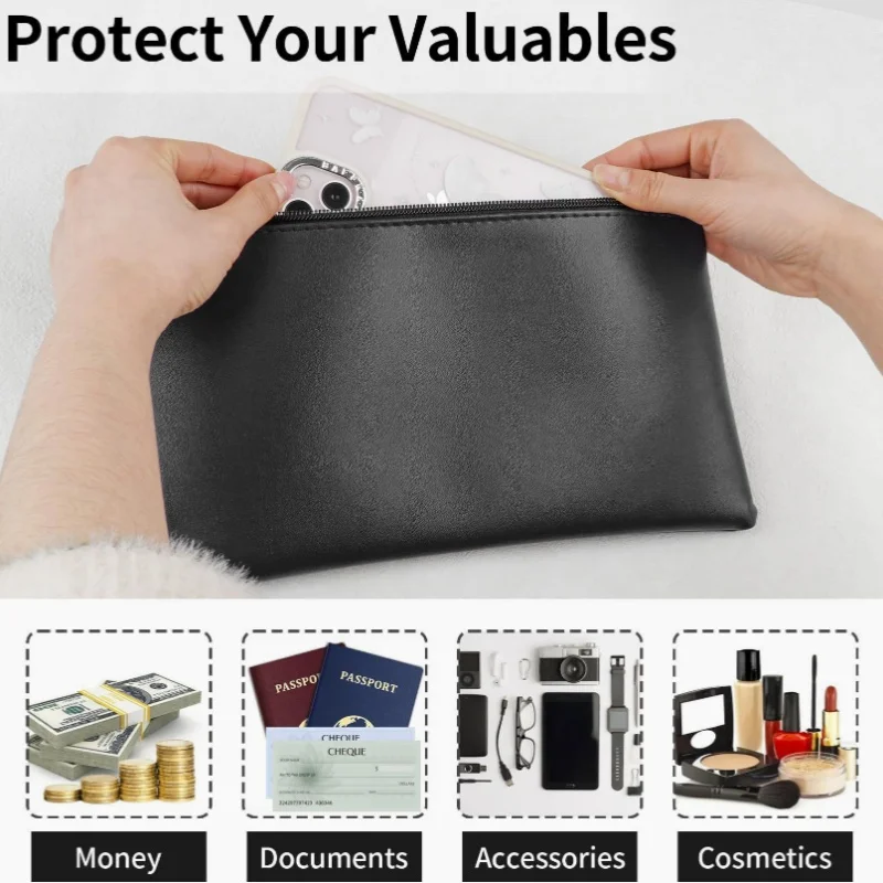 Leather Zipper Bag - Multi Functional, Large Capacity File Strap, Wallet, Stationery Bag, Suitable for Storing Daily Necessities