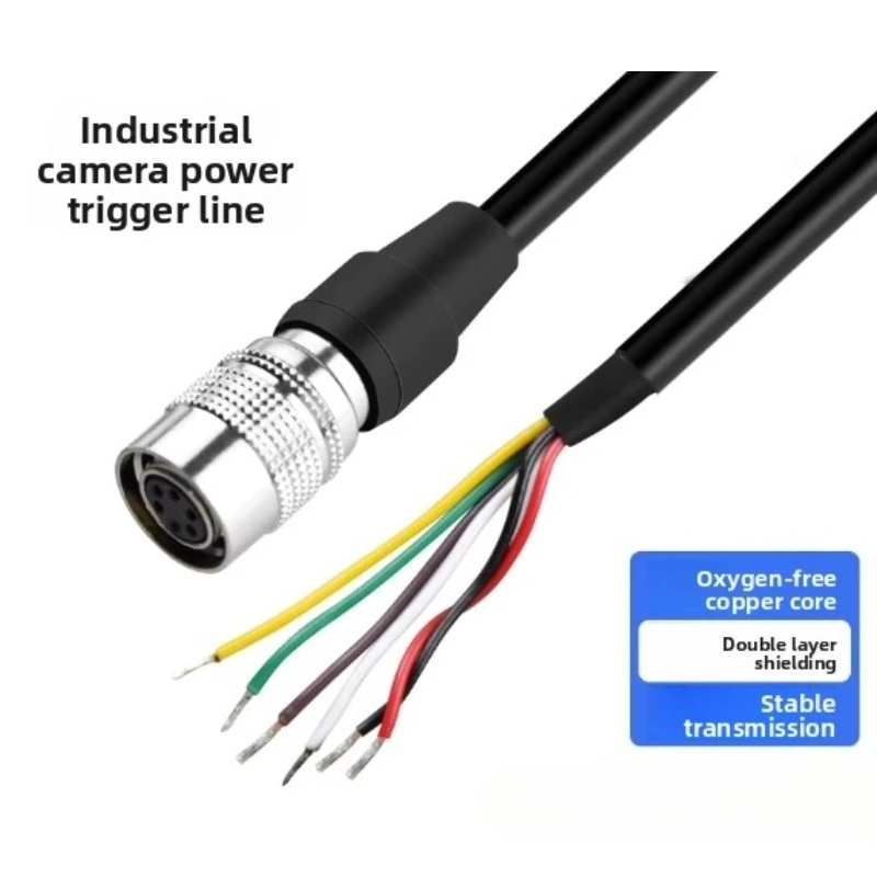 Industrial Camera Power Trigger Cable Compatible with Hirose HR10A-7P-6S Basler Hikvision 6P Core High Flexibility IO Cable