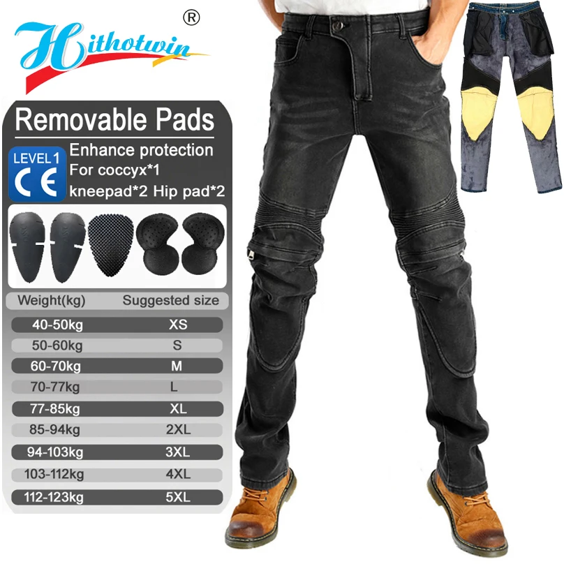 

3XL Fireproof Motorcycle Jeans Men Aramid Protective Riding Trousers Windproof Motocross Pants Winter Plus Velvet Gear