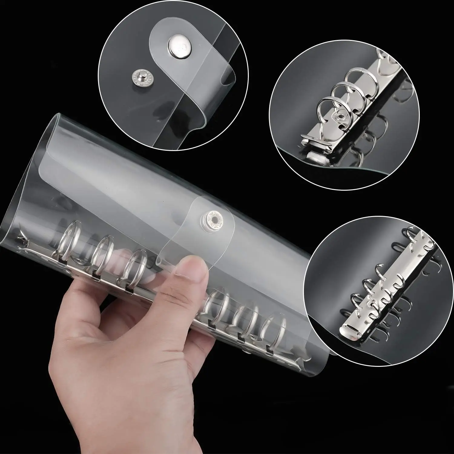 2 pezzi raccoglitore A6 trasparente in PVC morbido 6 anelli raccoglitore economico riutilizzabile pianificatore copertina protezione chiusura con bottone a pressione cartella a fogli mobili