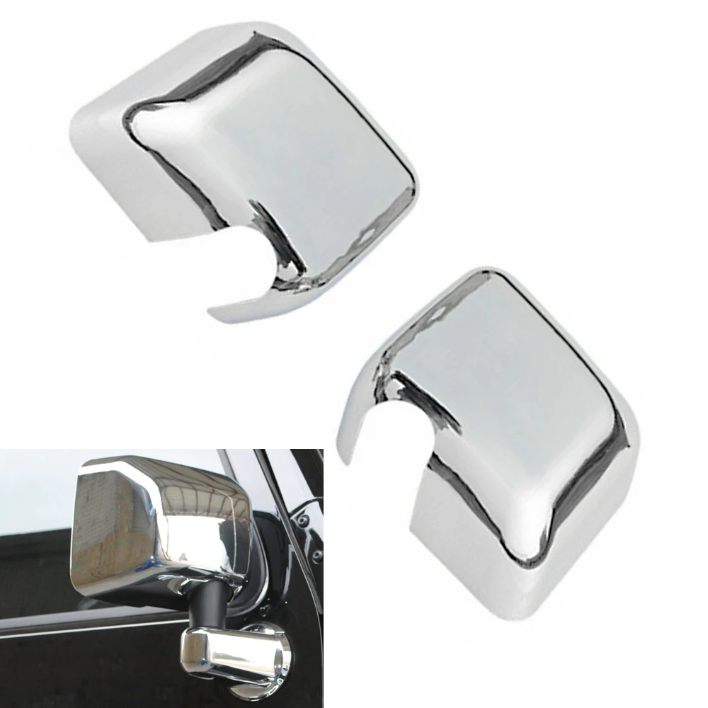 2Pcs Chrome Silver Side Rearview Wing Mirror Cover Trims Fit for Jeep Wrangler JK JKU 2007-2018