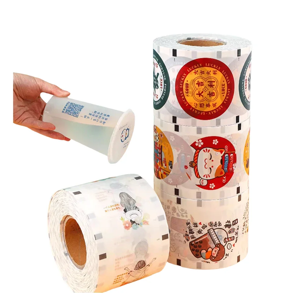 CHKJ F9095-C Custom Printed Logos and Patterns Boba Cup Sealing Film,Made of Plastic Paper Material for Boba Cup Sealer Machines