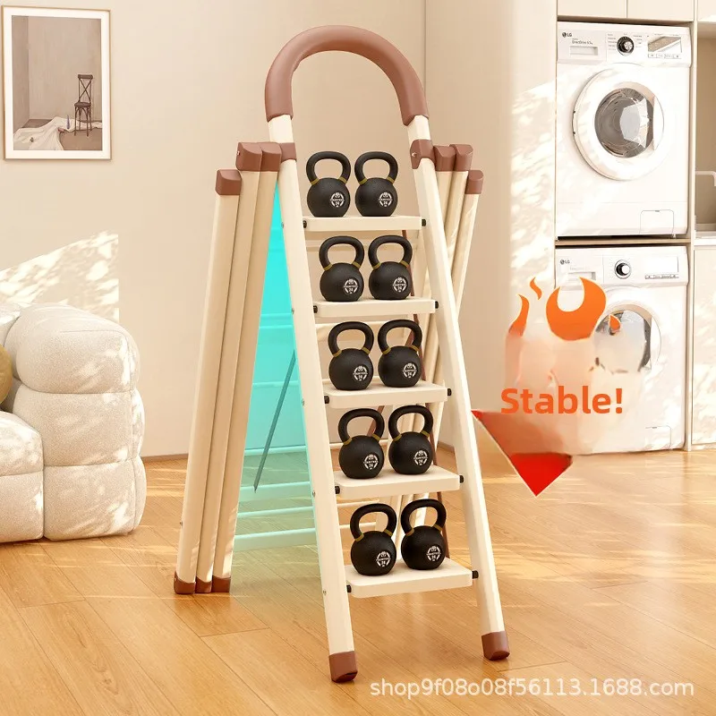 Foldable Thickened Carbon Steel A Frame Indoor Multifunctional Mobile Ladder Steps Multi Functional Step Ladder Folding Ladder