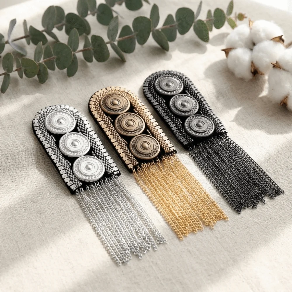 Luxury Alloy Shoulder Epaulets Chain Tassel Decorative Fringe Shoulder Ornament DIY Retro Shoulder Board Uniform