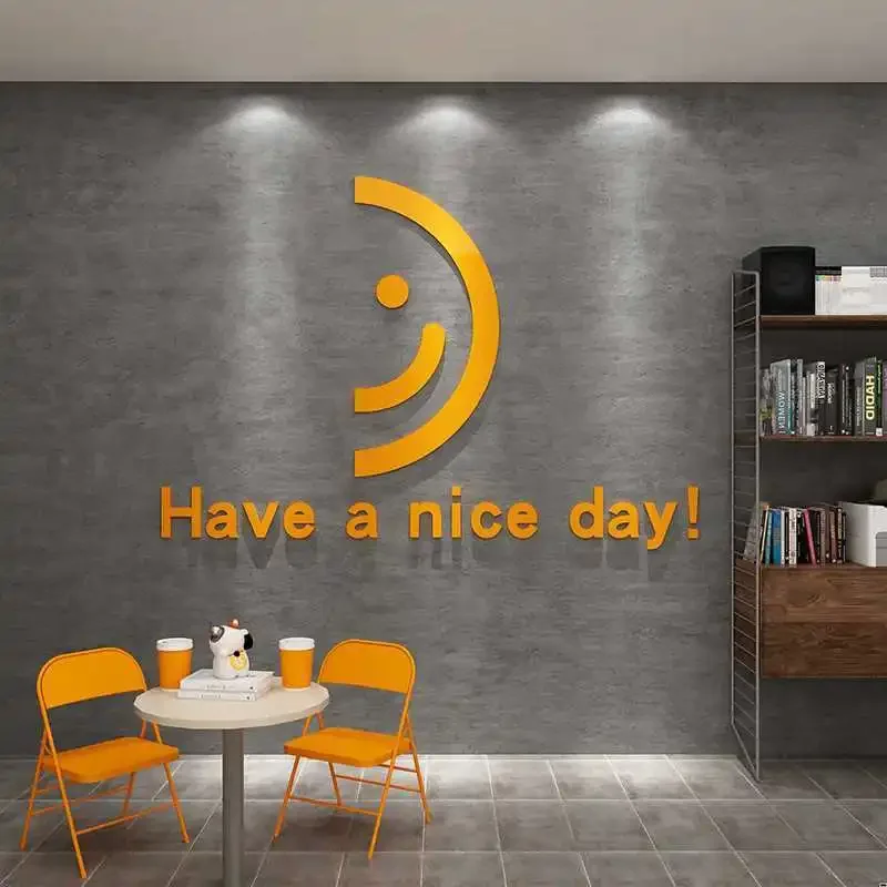 Korean Style Acrylic Wall Stickers Decorations 3D Wall Stickers Industrial Style Photo Background Decor Nice Day English Posters