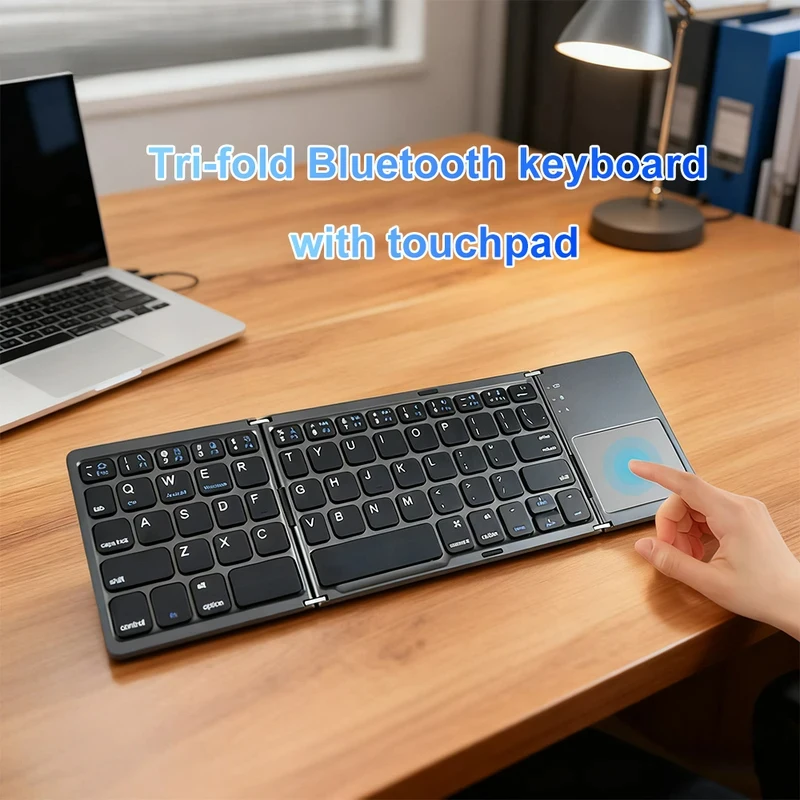 

Tri-fold Bluetooth Keyboard with Touchpad Portable Mini Keyboard Rechargeable Keyboard Wireless Keyboard For Windows Android iOS