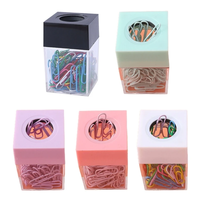 

Magnetic Paper Clips Holer Dispenser,Square/Large,100 Clips Capacity,Paperclips Storage Box Home School Office Organizer