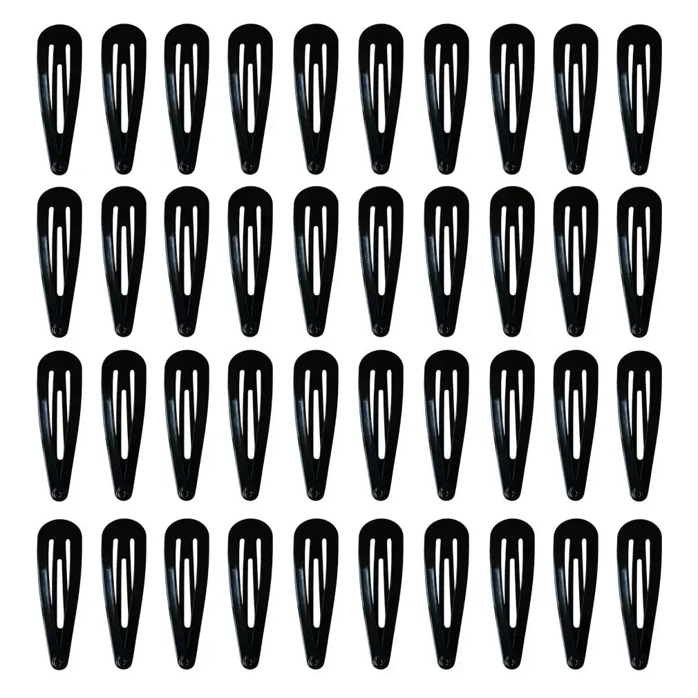 40 Pack Black 2 Inch Barrettes Women Metal Snap Hair Clips Accessories