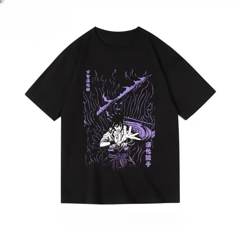 

Anime Naruto Uchiha Sasuke Peripheral Printing Clothes Round Neck Short-sleeved Cotton T-shirt Unisex Summer