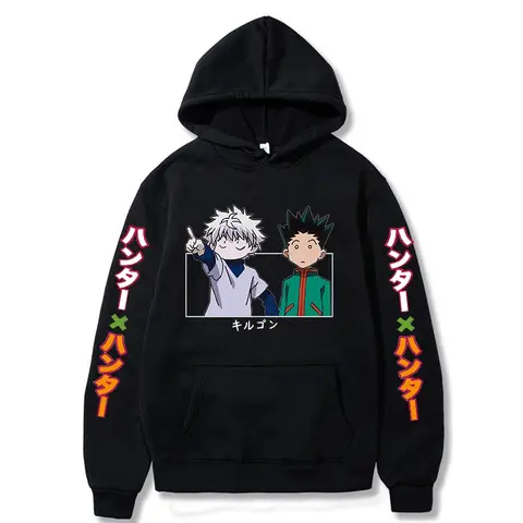 Hunter X Hunter Japón Anime hombres mujeres sudaderas con capucha Harajuku Gon Killua estampado de talla grande sudadera Unisex Otoño Invierno ropa de calle