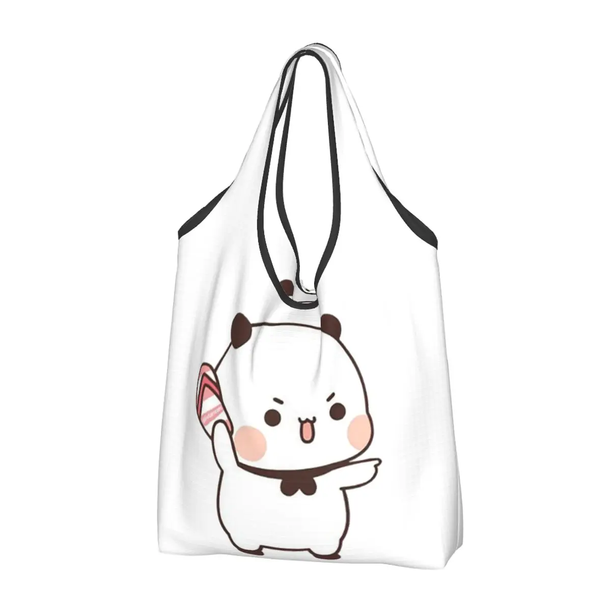 Cute Bubu Is Throwing Flip-flops At Dudu Portable Tote Shopping Bags Large Capacity Shopper Bag Grocery Handbag Shoulder Bag