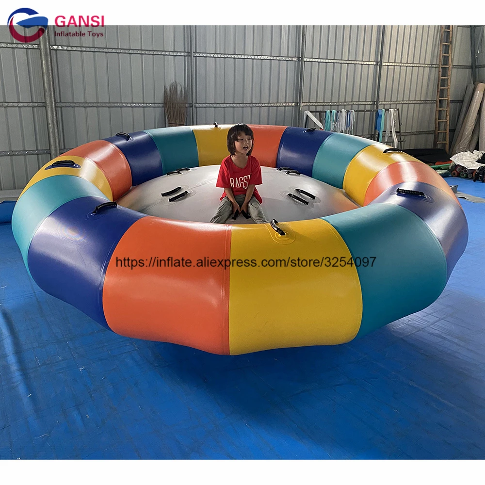 Exciting water toys customized inflatable disco boat for perpon riders