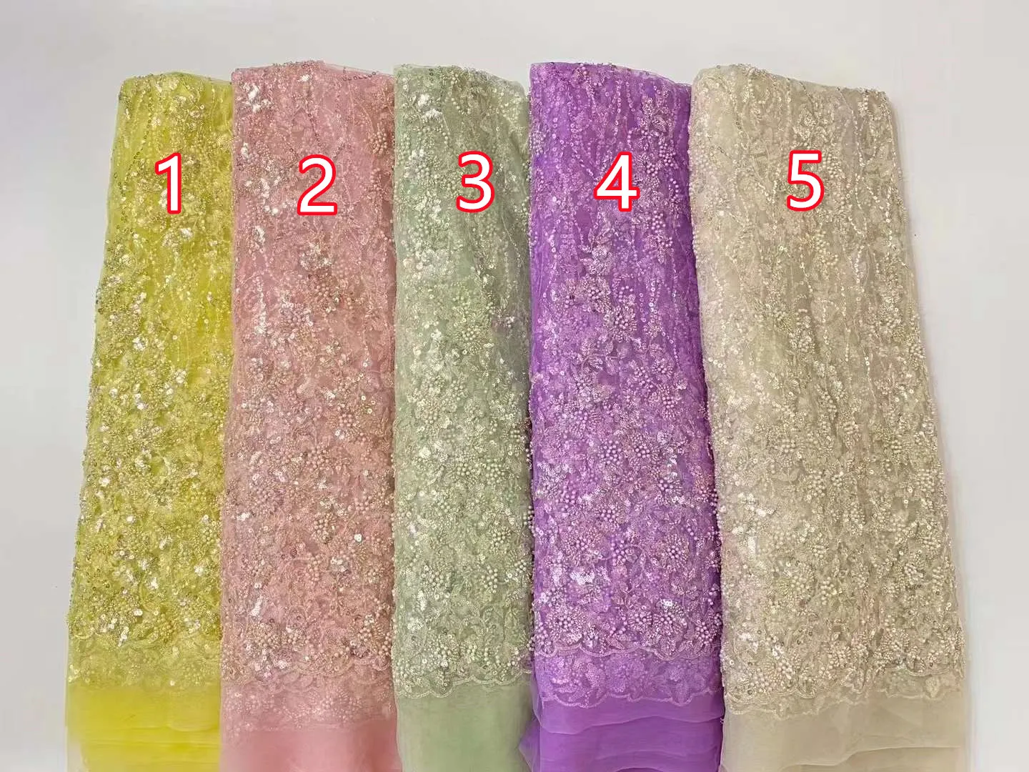 High quality beaded design crystal sequin Embroidery French tulle net lace African fabric for Ladies party dresses weddings