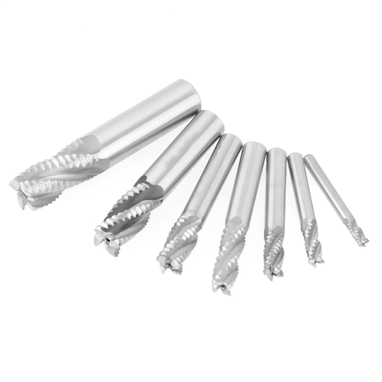 

7Pcs 4 Flute HSS for milling Cutters Roughing Chipbreaker End Mill Set 6-20mm for Lathe Machine Router Bit