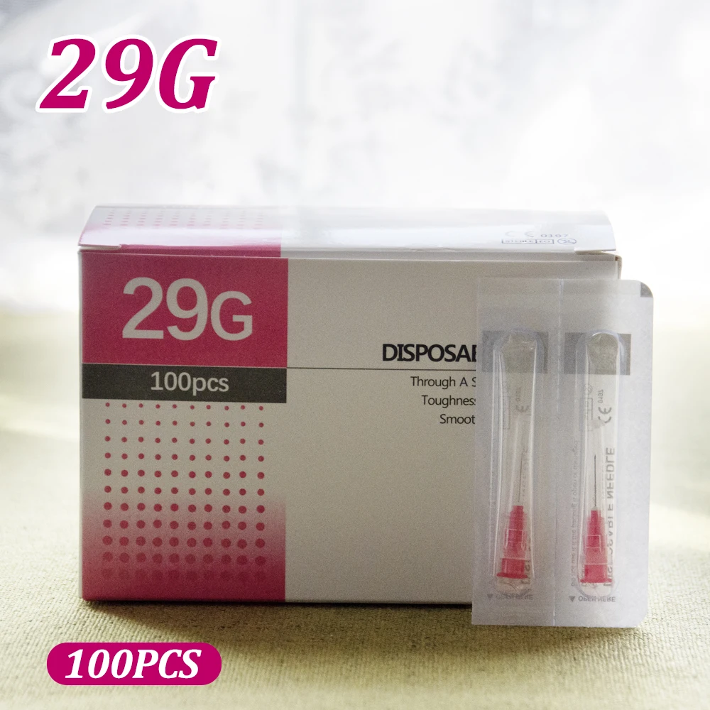 Igła 29g Jednorazowa igła 13 mm Pakowane pojedynczo Sterylne igły ze stalową końcówką Bezbolesne narzędzia kosmetyczne