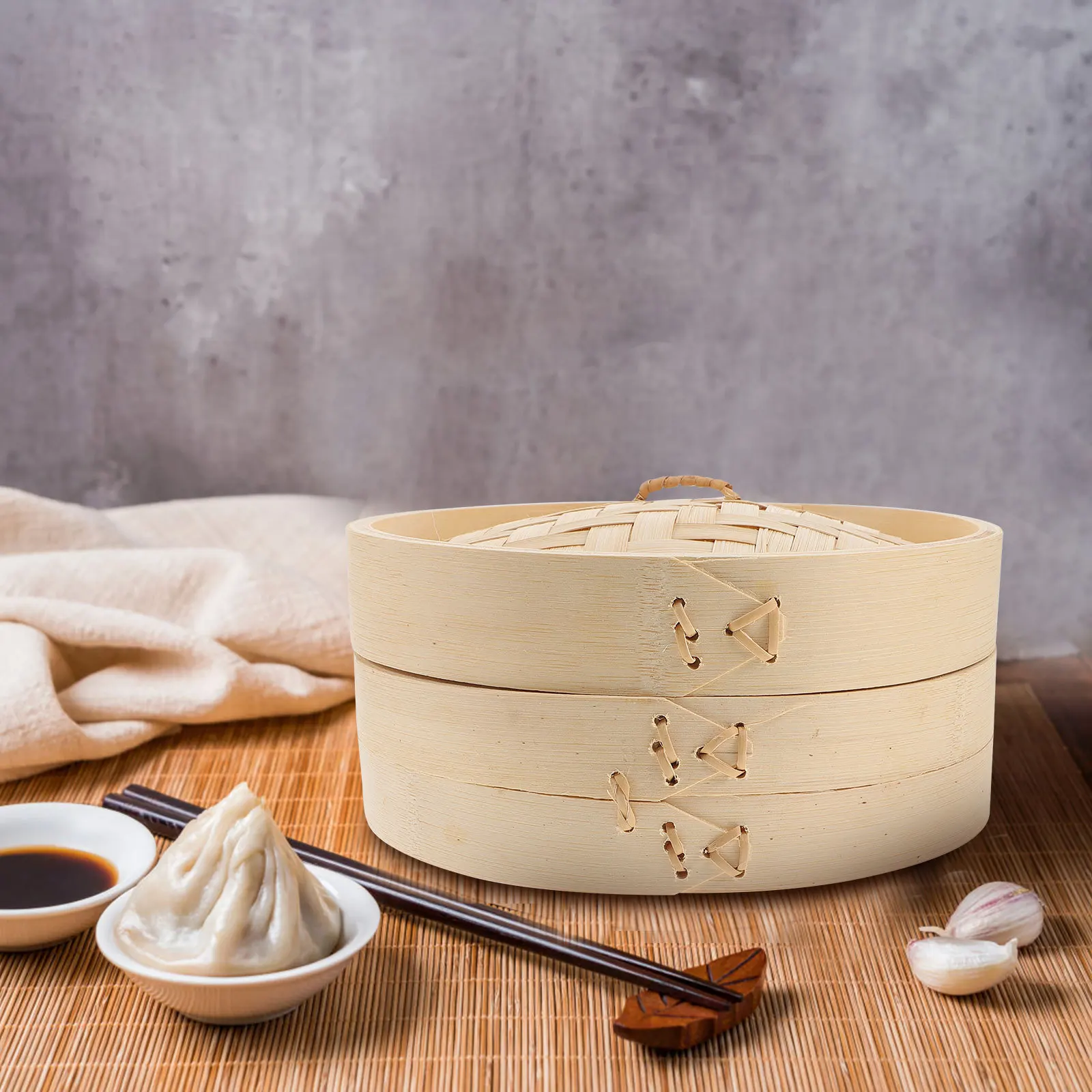 

1Set Bamboo Steamer Basket Multi-Function Household Steamer Kitchen Tool for Buns Meat Vegetables Rice Fish Steamed Food