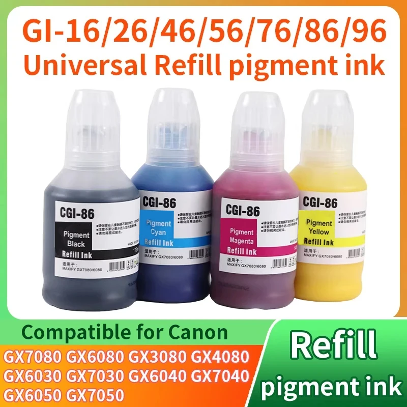 Pigment Ink GI-86 GI86 GI 86 Printer Compatible for Canon GX7080 GX6080 GX3080 GX4080 GX6030 GX7030 GX6040 GX7040 GX6050 GX7050