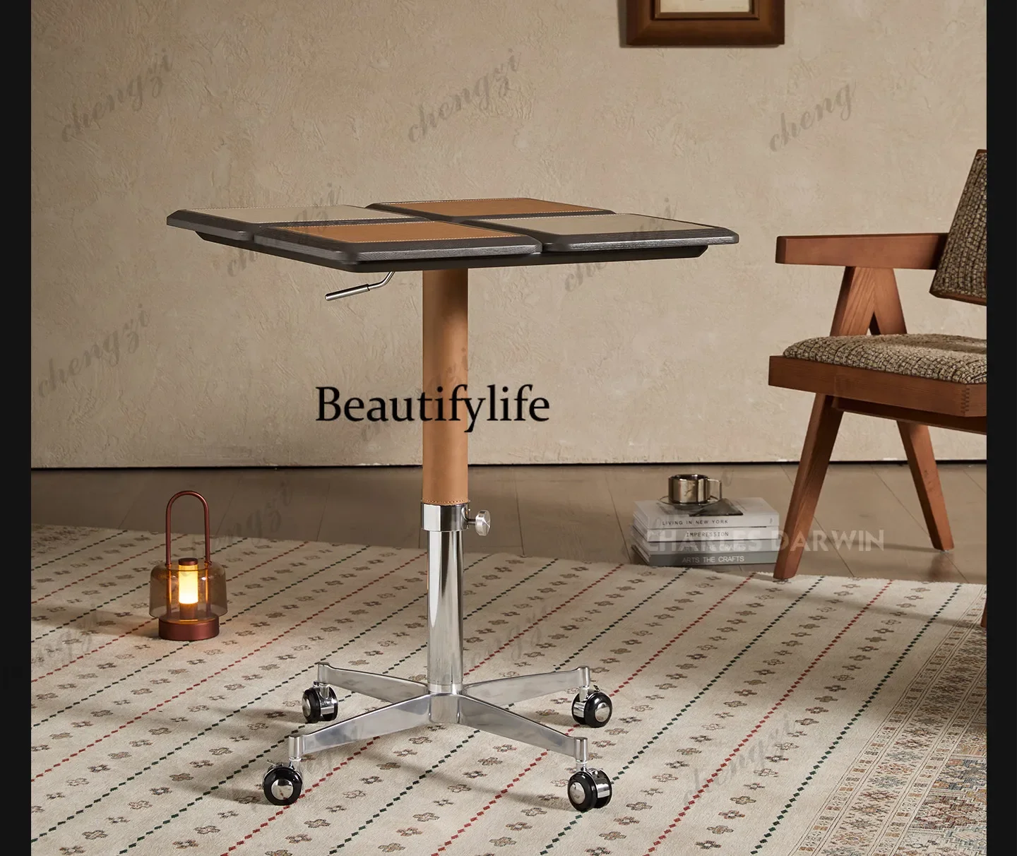a55 Lifting table Italian simple square sofa edge art light luxury stainless steel movable